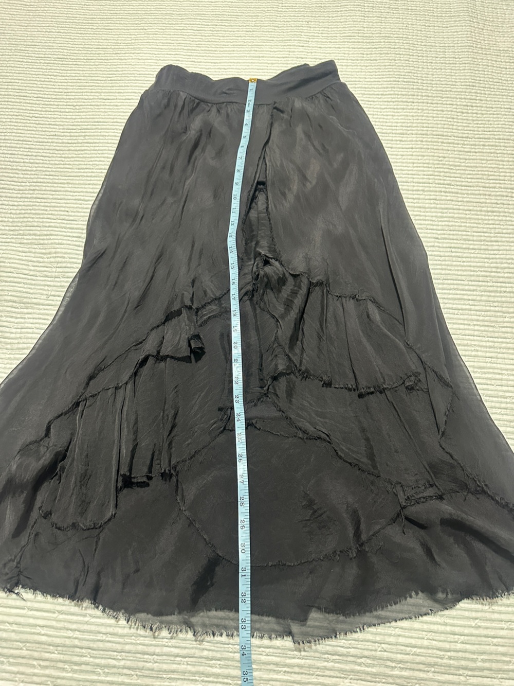 Black Silky Flowy Layered High-Low Maxi Skirt